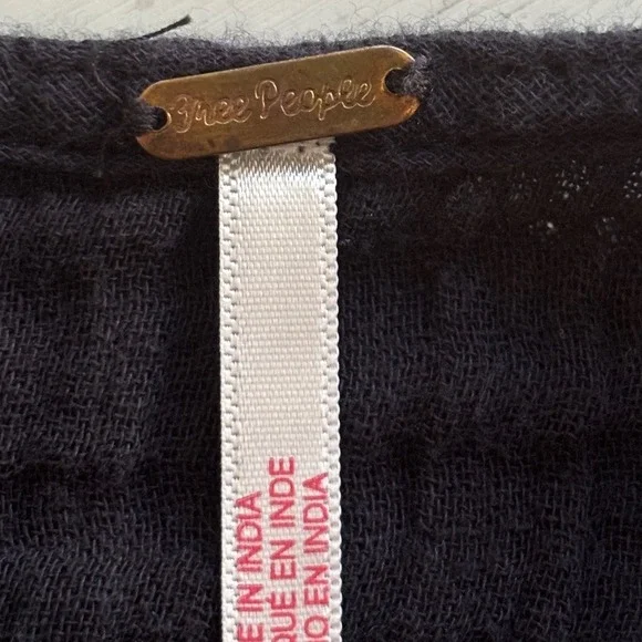 Free People Black Double Gauze 100% Cotton Oversized Tank Top with Pockets XS - Picture 5 of 9